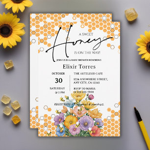 Invitation pour Baby Shower Florale A Sweet Honey 