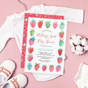 Invitation pour Baby Shower Fraise Rouge Mig