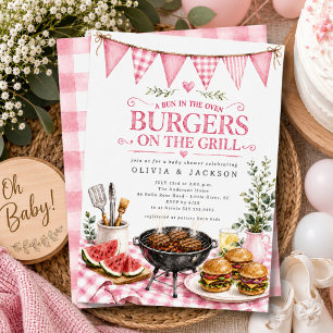 Invitation pour Baby Shower Frites Roses sur le Gr