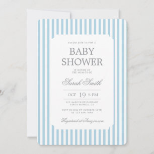 Invitation pour Baby Shower Garçon à Rayures Bleue