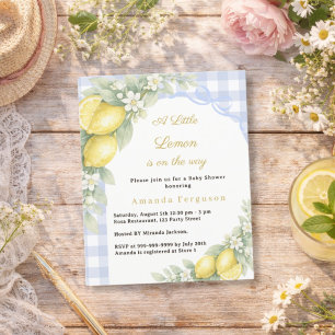 Invitation pour Baby Shower garçon à ruban bleu et