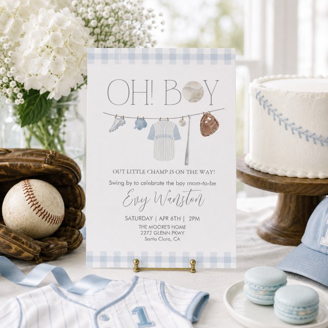 Invitation pour baby shower garcon baseball bleu c (Créateur téléchargé)