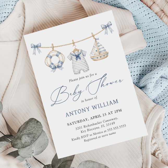 Invitation pour Baby Shower Garçon Bleu Marin (Créateur téléchargé)