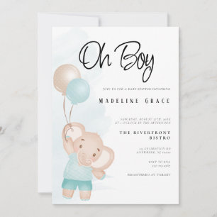 Invitation pour Baby Shower Garçon Éléphant