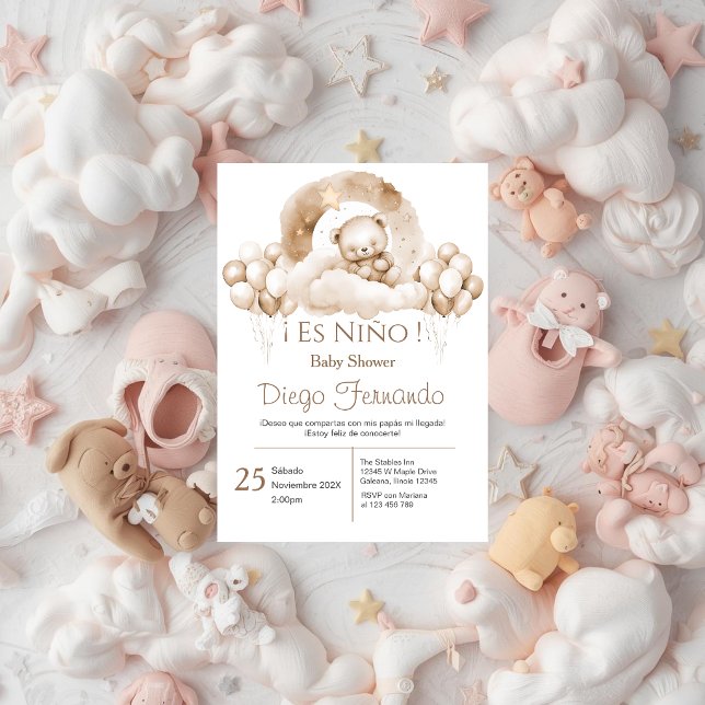 Invitation pour Baby Shower garçon espagnol (Créateur téléchargé)