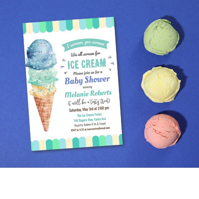 Invitation pour Baby Shower Garçon Glace (Créateur téléchargé)
