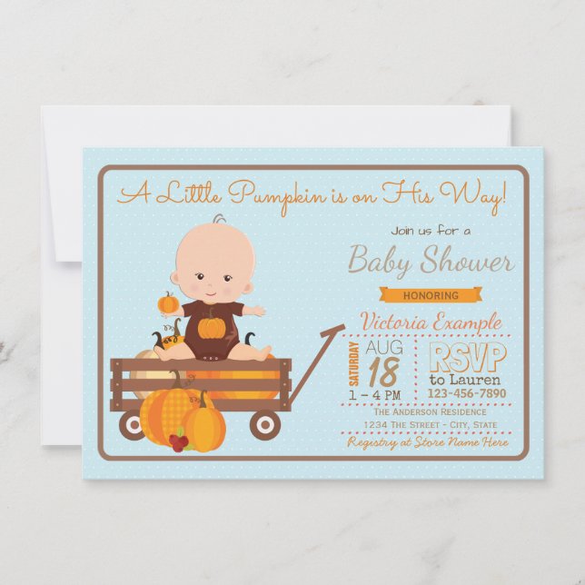 Invitation pour Baby Shower Garçon Petit Citrouill (Devant)