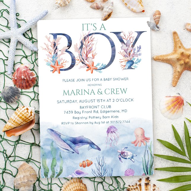 Invitation pour Baby Shower Garçon Sous la Mer (Créateur téléchargé)