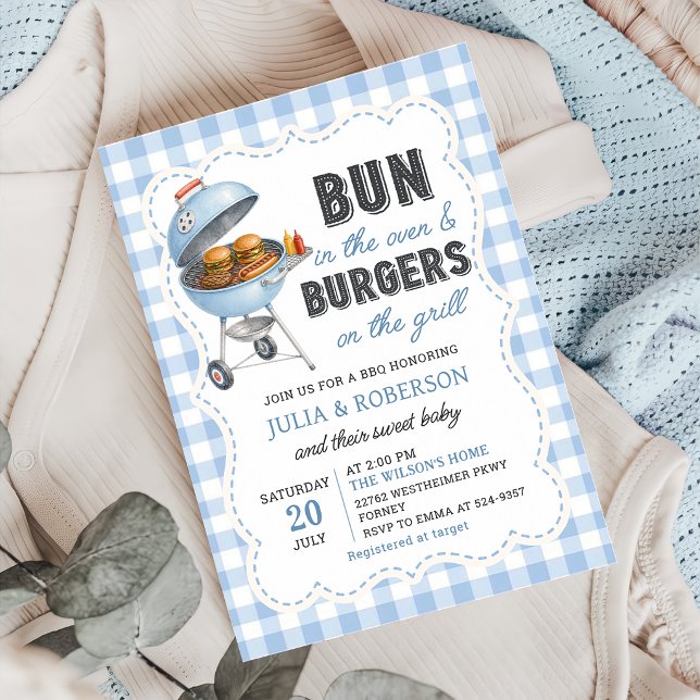Invitation pour Baby Shower Gingham Burger BBQ (Créateur téléchargé)