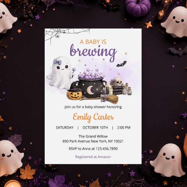 Invitation pour Baby Shower Halloween « Bébé est e (Créateur téléchargé)