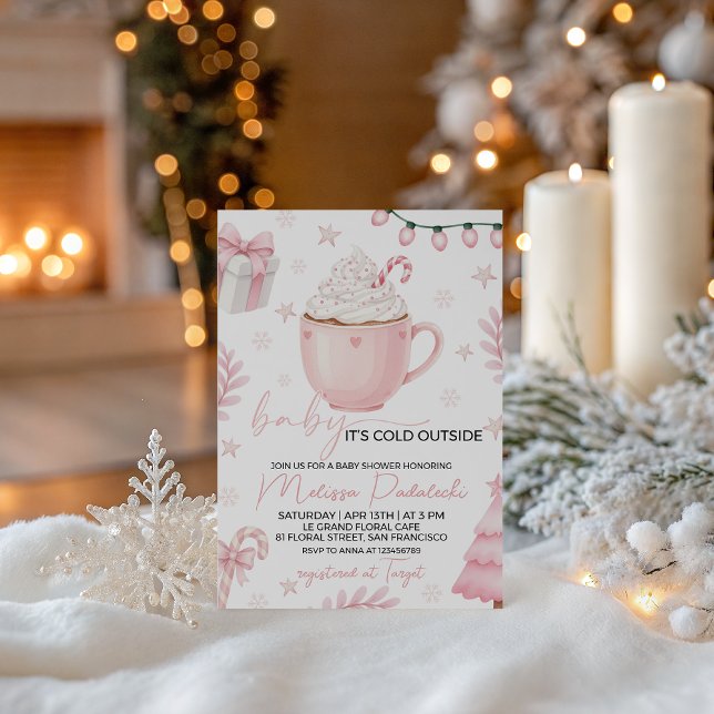 Invitation pour Baby Shower Hiver Rose (Créateur téléchargé)