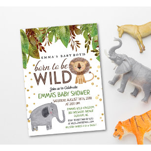 Invitation pour Baby Shower Jungle 'Né pour être s