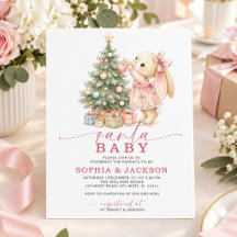Invitation pour Baby Shower Lapin de Noël Bébé San