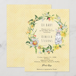 Invitation pour baby shower lapin de printemps jon