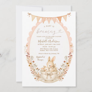 Invitation pour Baby Shower Lapin "Un Bébé Est En