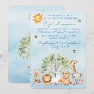 Invitation pour Baby Shower Les Animaux de la Jung
