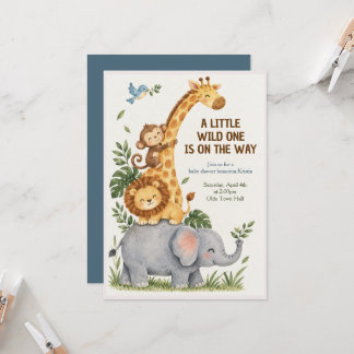 Invitation pour Baby Shower Les Animaux de Safari