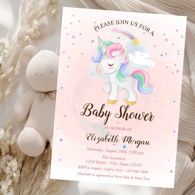 Invitation pour Baby Shower Licorne Mignonne, Arc- (Créateur téléchargé)