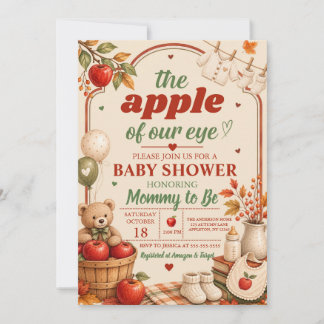 Invitation pour Baby Shower Little Apple en automn