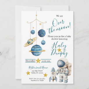 Invitation pour Baby Shower Little Astronaut
