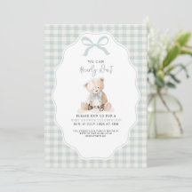 Invitation pour Baby Shower Little Blue Bearly Wai