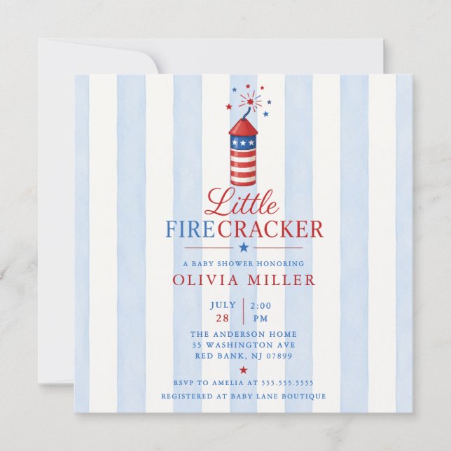 Invitation pour Baby Shower Little Firecracker (Devant)