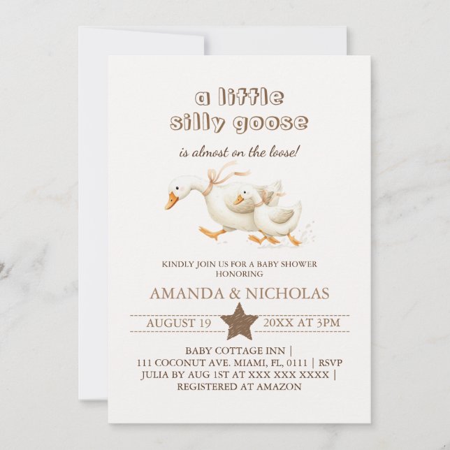 Invitation pour Baby Shower Little Goose (Devant)