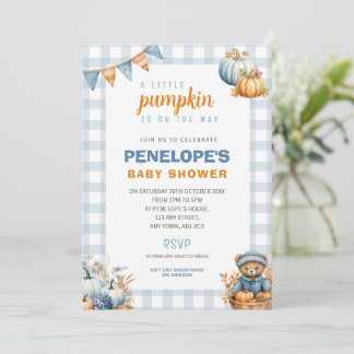 Invitation pour Baby Shower Little Pumpkin Baby en