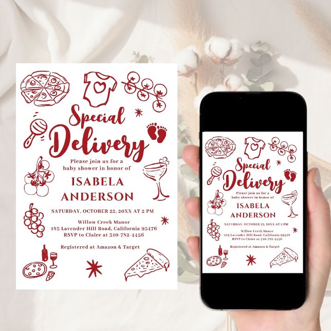 Invitation pour Baby Shower : Livraison spéciale d (Créateur téléchargé)