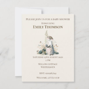 Invitation pour Baby Shower Loutre de la Forêt