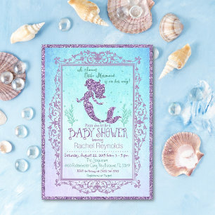 Invitation pour Baby Shower Mermaid Under the Sea