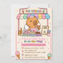 Invitation pour Baby Shower Mignon Capybara Glace