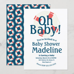Invitation pour Baby Shower Nautique Oh Bébé Océan