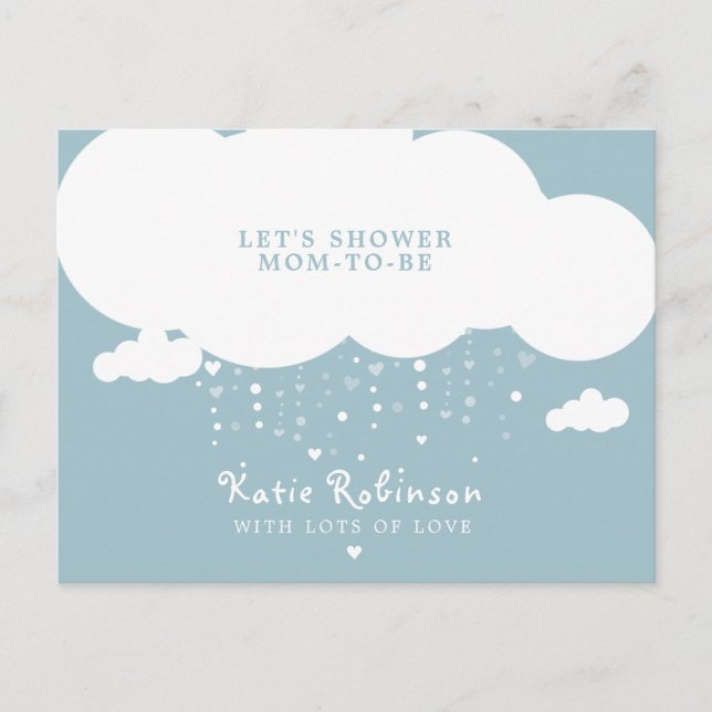 Invitation pour Baby Shower Nuages Mignons Pluie d (Devant)