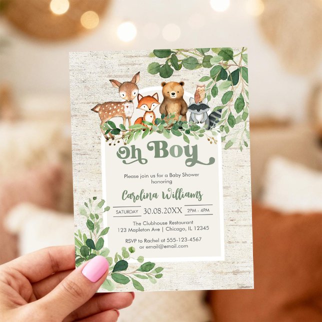 Invitation pour Baby Shower Oh Boy Animaux de la F (Créateur téléchargé)