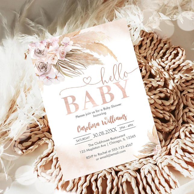 Invitation pour Baby Shower Oh Boy Hello Pampass (Créateur téléchargé)