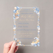 Invitation pour Baby Shower Ours en Peluche Bleu