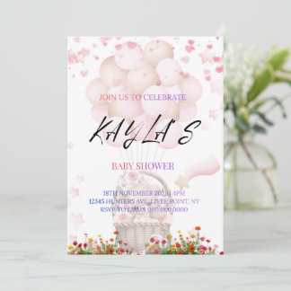 Invitation pour Baby Shower Ours en Peluche Rose e