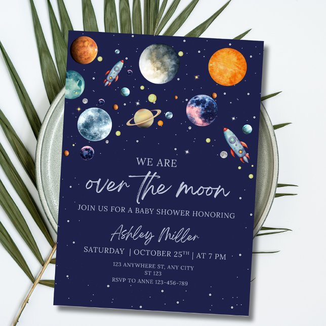 Invitation pour Baby Shower Over The Moon, Thème E (Créateur téléchargé)