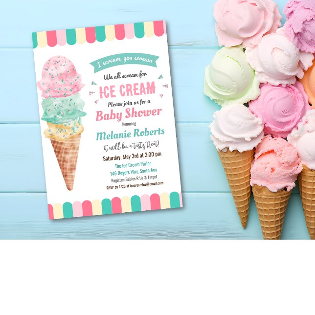 Invitation pour Baby Shower Paillettes de Glace (Créateur téléchargé)