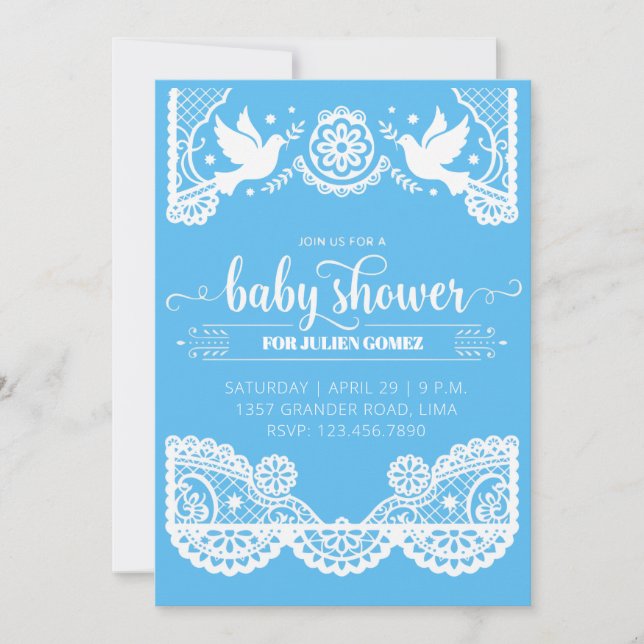 Invitation pour Baby Shower Papel Picado Mexicain  (Devant)