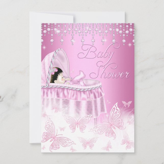 Invitation pour Baby Shower Papillon Étincelant Ro (Devant)