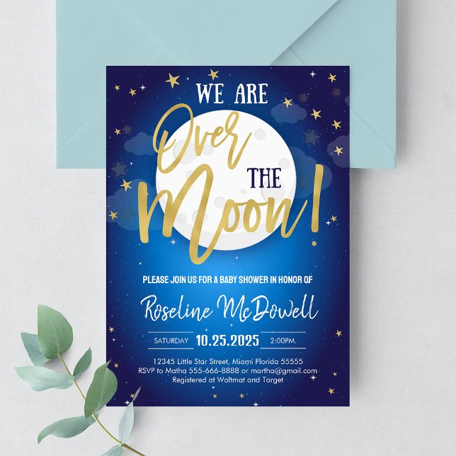 Invitation pour Baby Shower "Par-delà la Lune Gala (Créateur téléchargé)