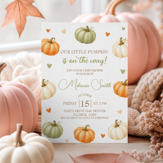 Invitation pour Baby Shower Pastel Citrouille Peti (Créateur téléchargé)