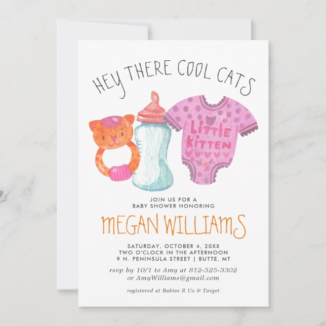 Invitation pour Baby Shower Petite Chatte (Devant)