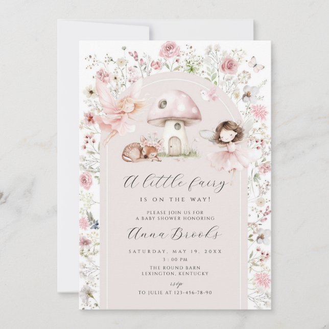 Invitation pour Baby Shower Petite Fée Fille (Devant)