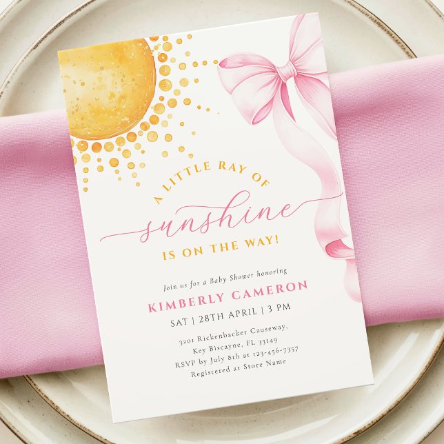 Invitation pour Baby Shower Petite Fille Rose et P (Créateur téléchargé)