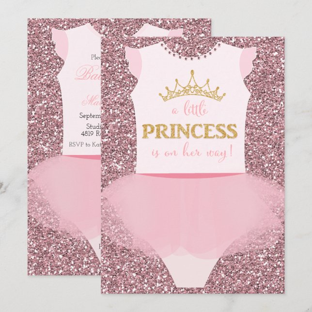 Invitation pour Baby Shower Petite Princesse (Devant / Derrière)
