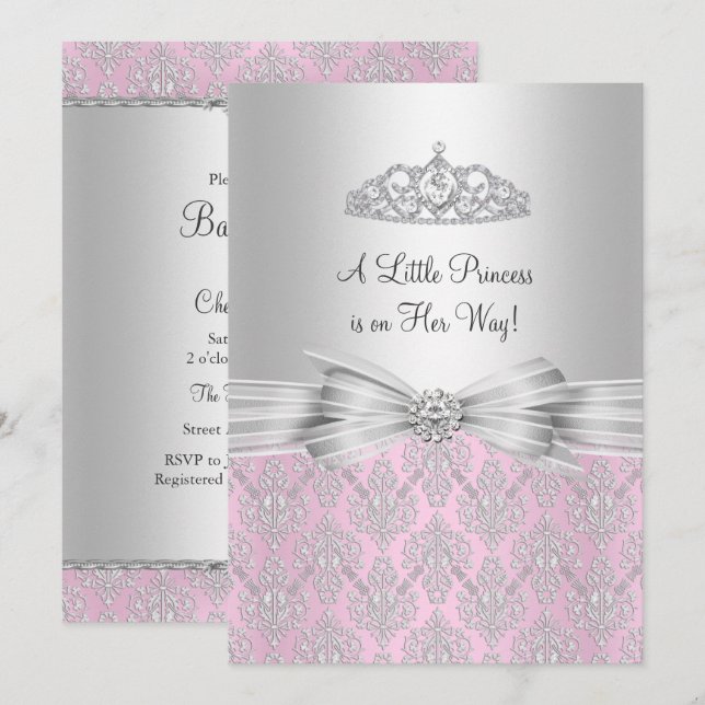 Invitation pour Baby Shower Petite Princesse de Da (Devant / Derrière)