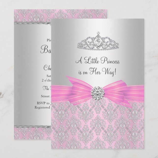 Invitation pour Baby Shower Petite Princesse de Da (Devant / Derrière)